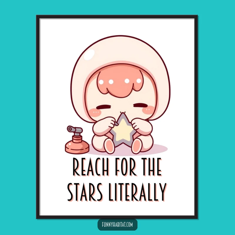 Funny Free Printable Wall Art: Kawaii Polishing Star, Hilarious Downloadable Art