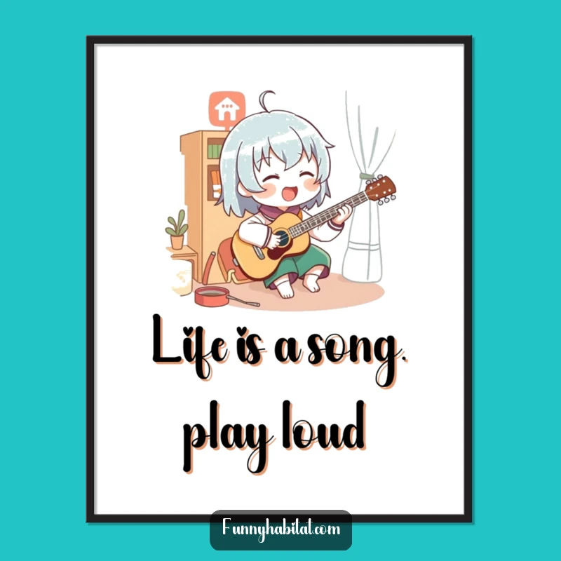 Free Printable Wall Art: Cozy Musician's Enthusiastic Performance Downloadable