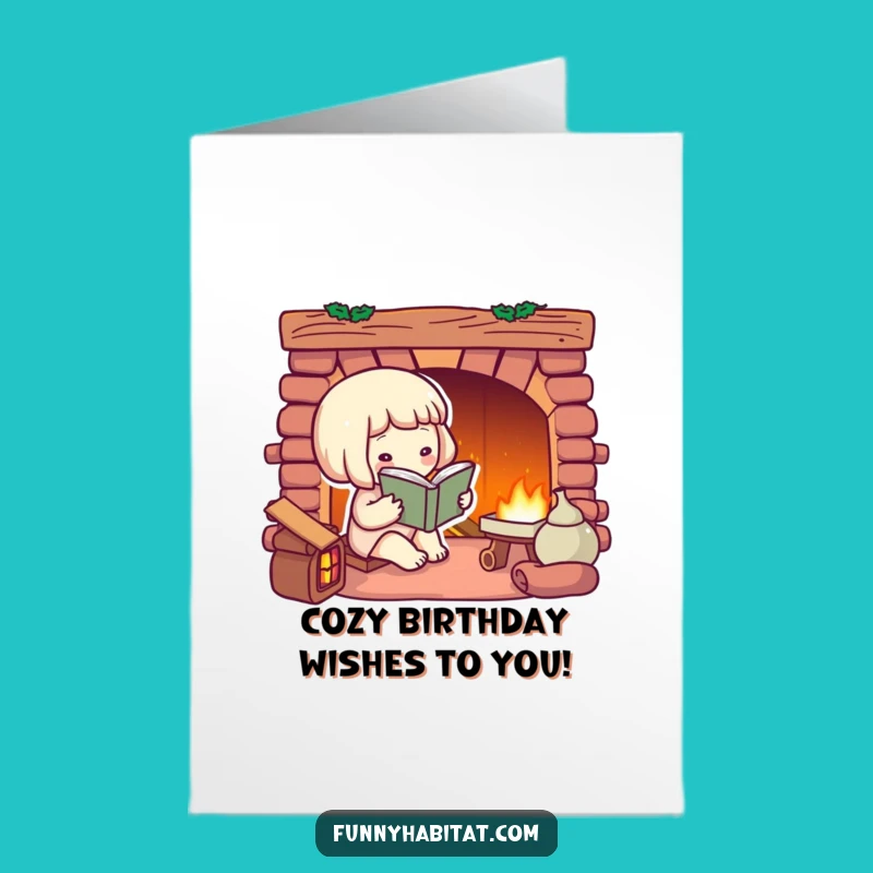 Free Printable Birthday Card: Cozy Reader Character - Relaxing Downloadable Celebration!