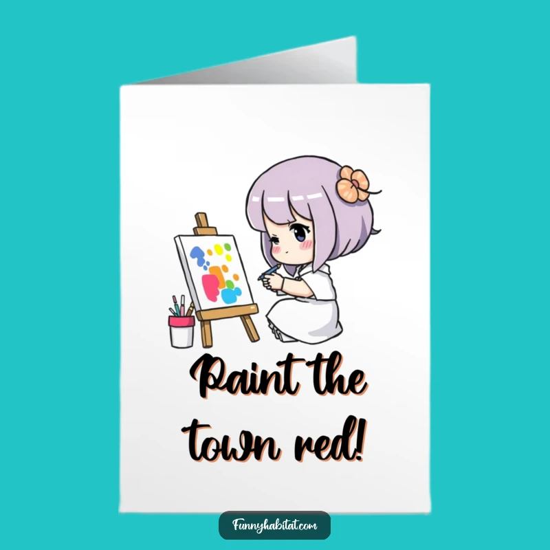 Free Printable Birthday Card: Artist Character, Funny Downloadable Gift For Creative Souls