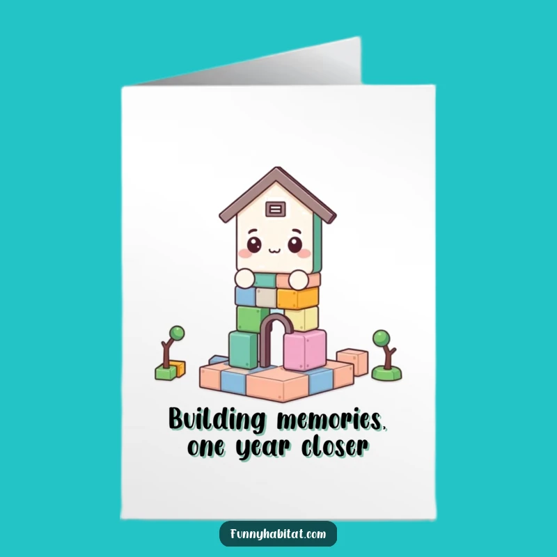 Free Printable Birthday Card: Funny Block Builder Character, Downloadable DIY Gift