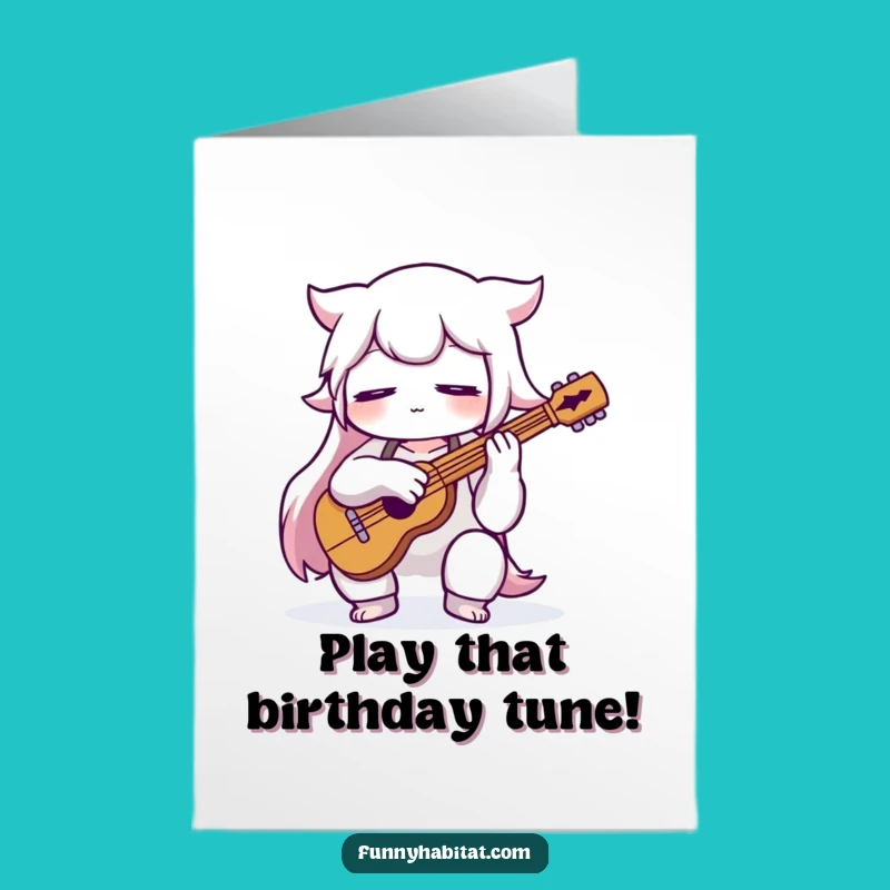 Free Printable Birthday Card: Funny Musician Character Playing for a Harmonious Celebration