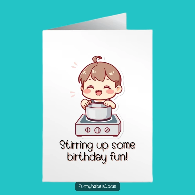 Free Printable Birthday Card: Happy Kawaii Cook, Funny Downloadable Gift