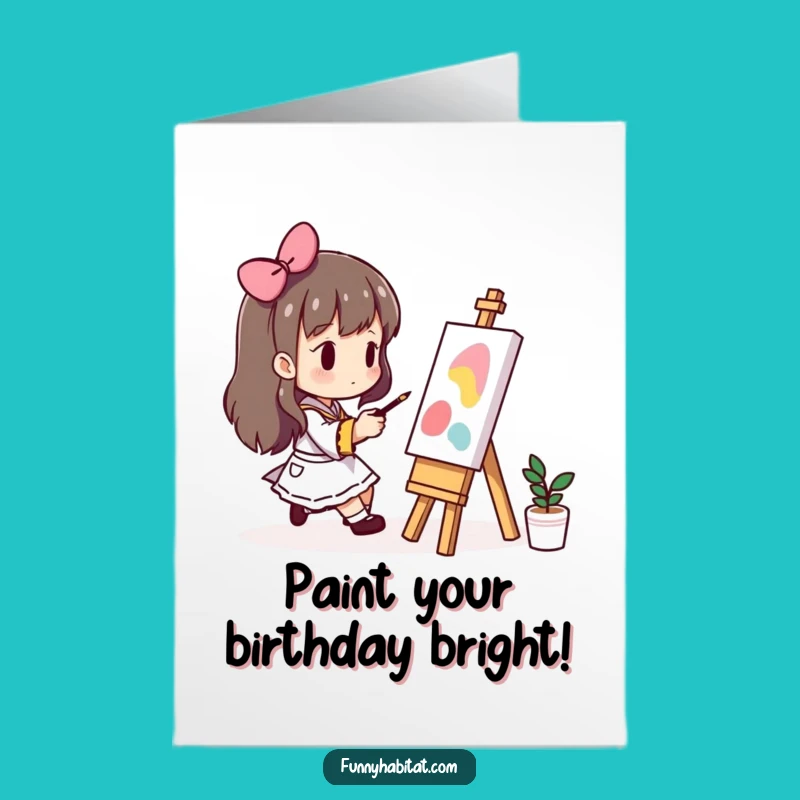 Free Printable Birthday Card: Painting Character, Create Your Own Fun Greeting