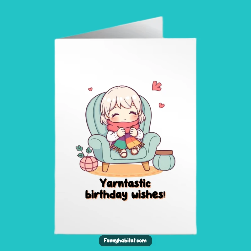 Free Printable Knitting Birthday Card: Cute Character, Cozy & Funny Downloadable Gift