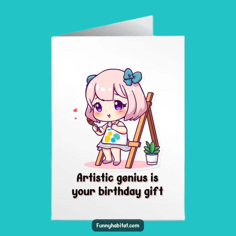 Funny Free Printable Birthday Card: Artistic Character Painting Fun Downloadable Gift