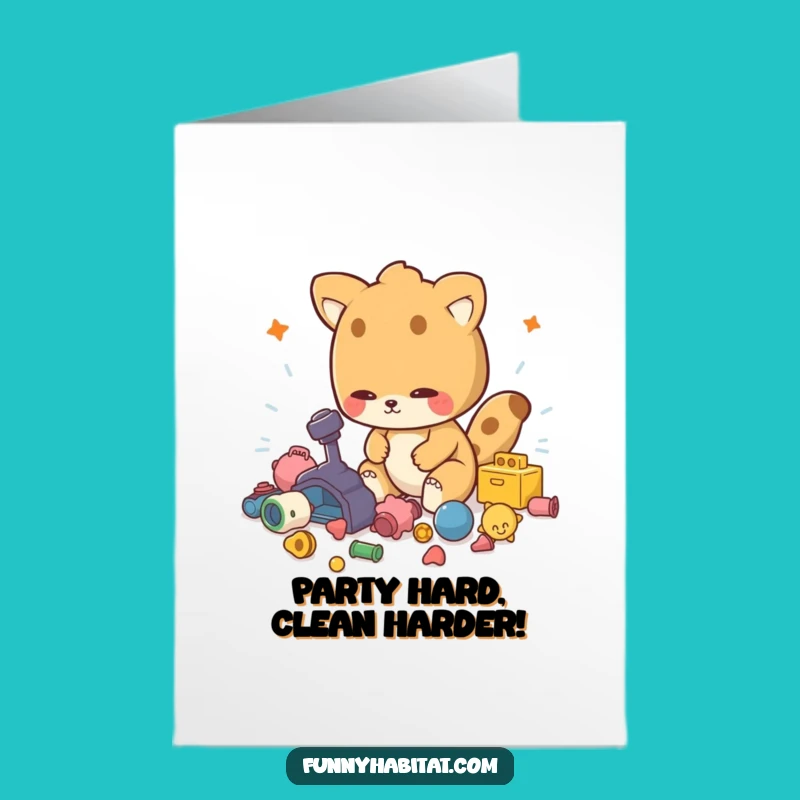 Funny Free Printable Birthday Card: Tidy Animal Hero, Downloadable DIY Gift