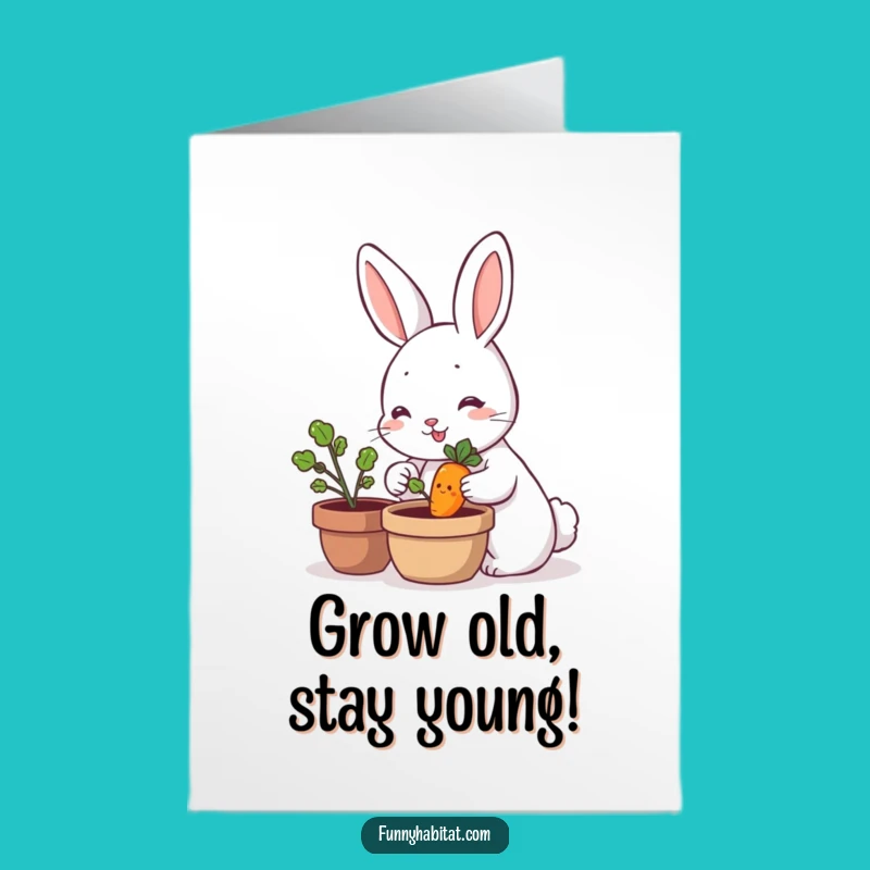 Free Printable Birthday Card: Funny Rabbit & Carrot Plant, Unique Downloadable Gift