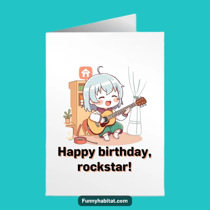 Free Printable Birthday Card: Musical Character's Joyful Tune Funny Gift