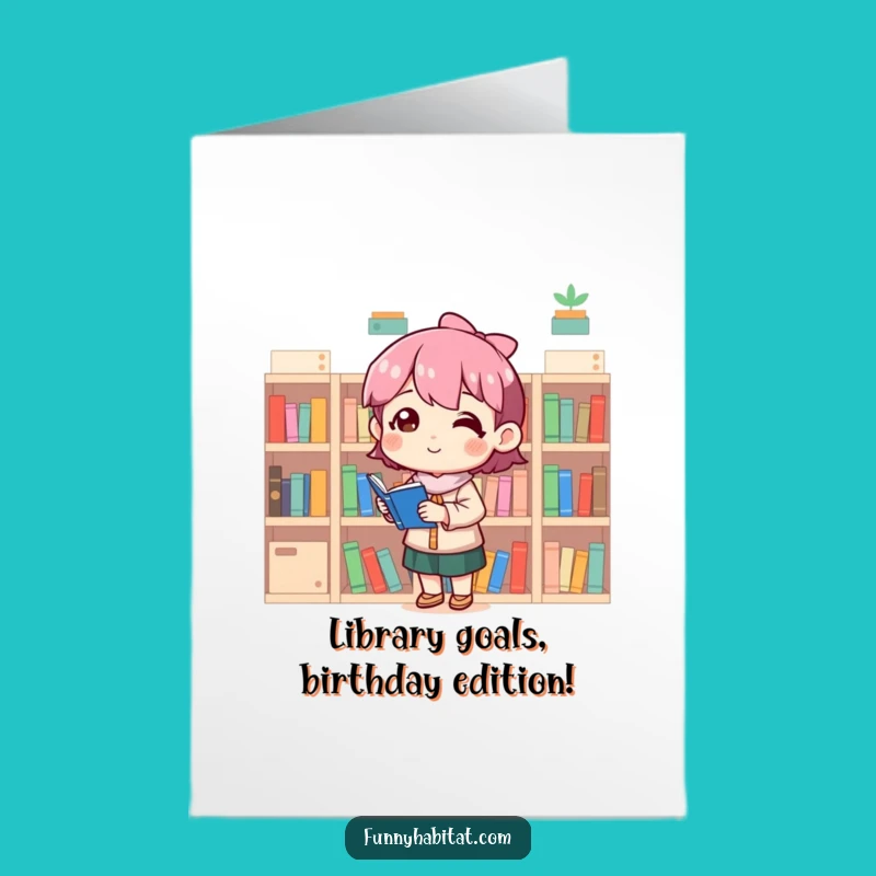 Free Printable Birthday Card: Funny Bookworm Character Organizing Shelves, The Perfect Downloadable Gift