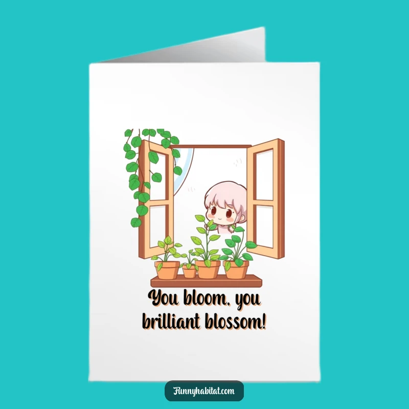 Free Printable Congrats Card: Cute Plant Enthusiast, Blooming Success Downloadable