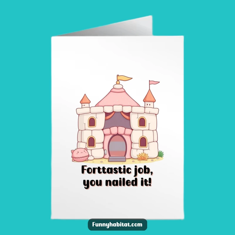 Free Printable Congrats Card: Fort Construction Funny Downloadable Gift for Big Achievements