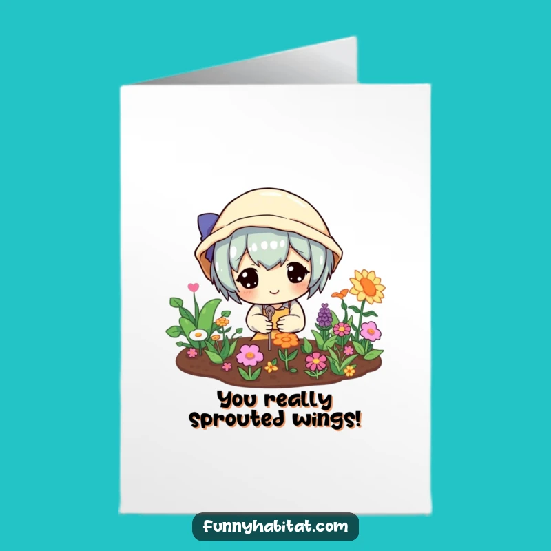 Free Printable Congrats Card: Gardener Character, Funny Downloadable Gift For New Beginnings