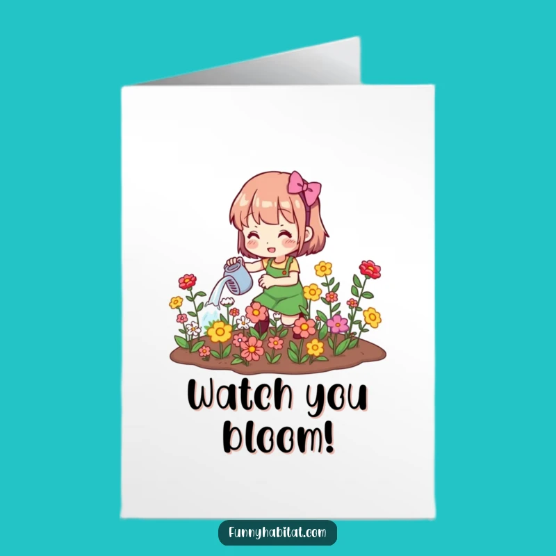 Free Printable Congrats Card: Gardening Character - Growing Success Downloadable