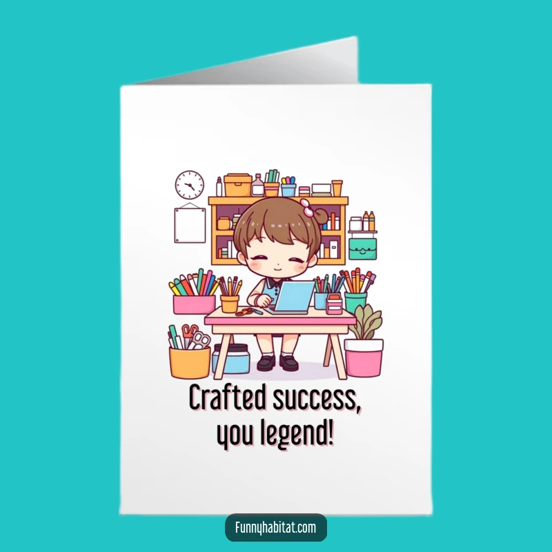 Free Printable Congrats Card: Tidy Crafty Character, Humorous Success, DIY Downloadable