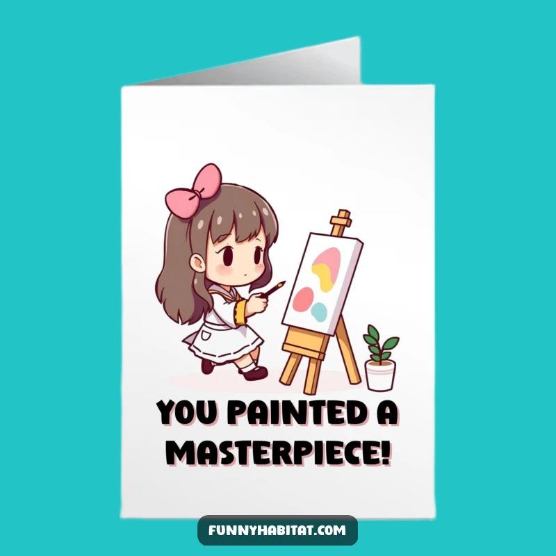 Free Printable Congratulations Card: Painting Character, Artful Achievement