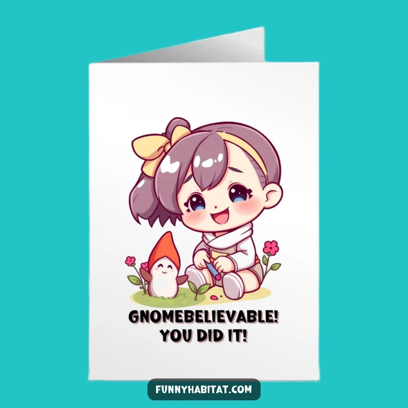 Free Printable Congrats Card: Gnome Tending, Downloadable Achievement Gift