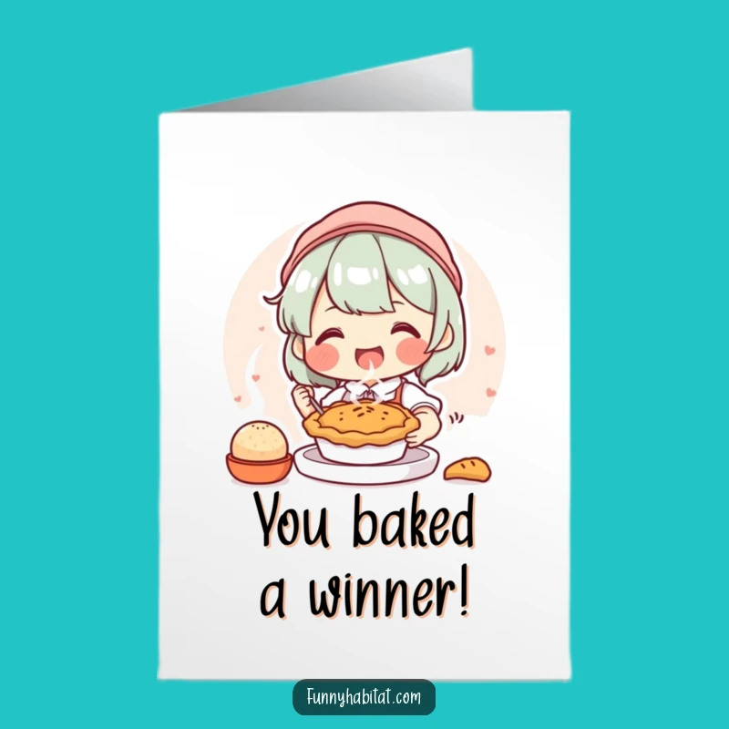 Free Printable Congrats Card: Baker Character, Funny Downloadable Gift For Sweet Success