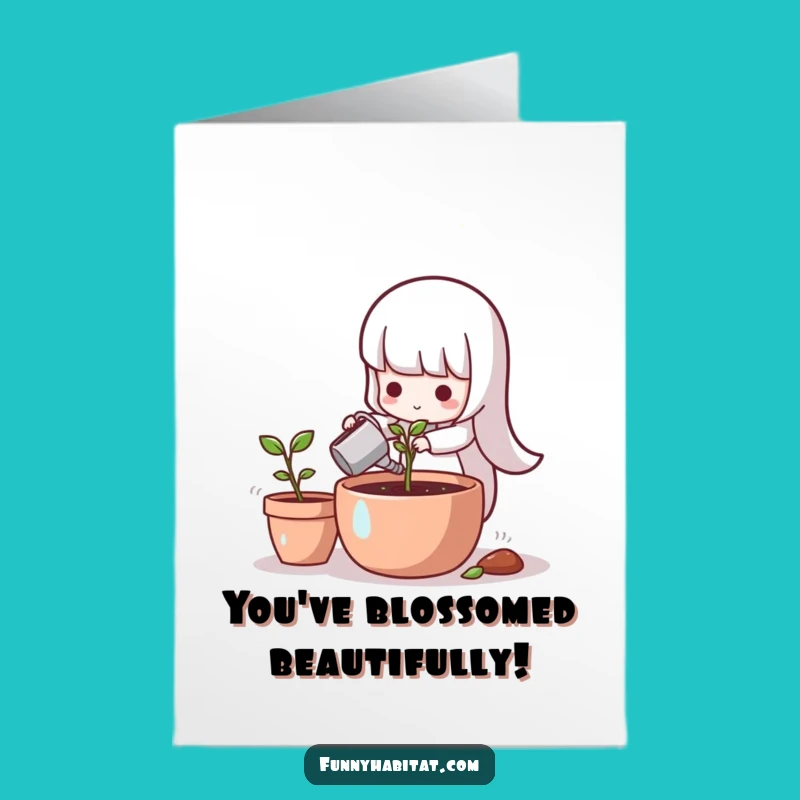 Free Printable Congratulations Card: Sprout Watering for Your Success Downloadable Gift