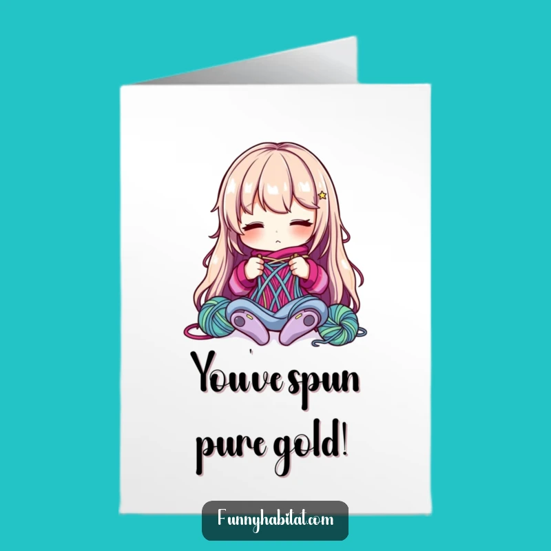 Free Printable Congrats Card: Knitting Character - Celebrate with Yarn Art