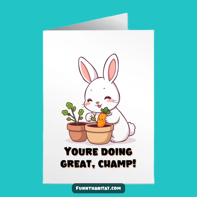 Free Printable Congrats Card: Funny Rabbit & Carrot, Perfect Downloadable Gift
