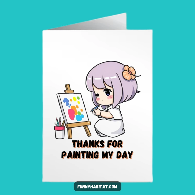 Free Printable Thank You Card: Artist Character, Funny Downloadable Gift For Thoughtful Gestures