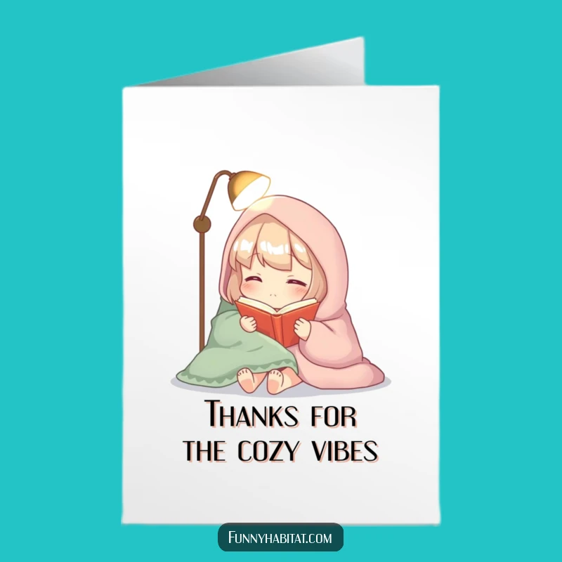 Free Printable Thank You Card: Cozy Reader, Grateful for Quiet Downloadable