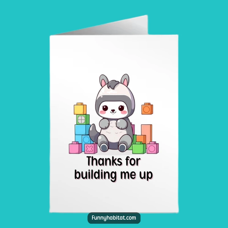 Free Printable Thank You Card: Cute Animal Arranges Thanks with Colorful Blocks