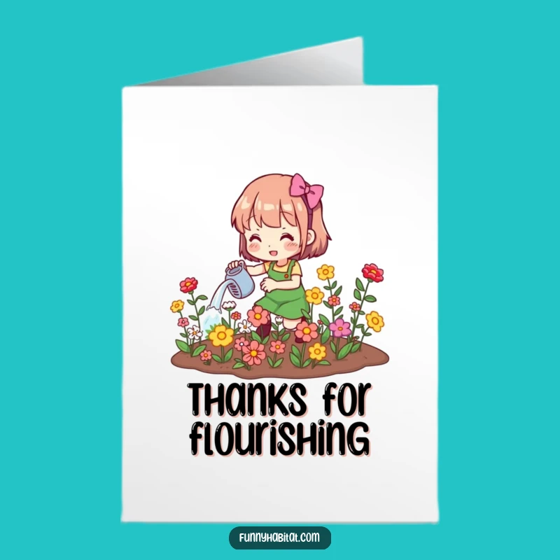 Free Printable Thank You Card: Gardening Character - Blooming Appreciation Downloadable