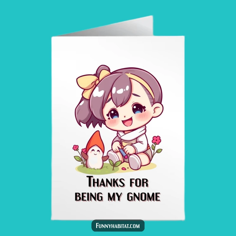 Free Printable Thank You Card: Gnome Tending, Downloadable Gratitude Gift