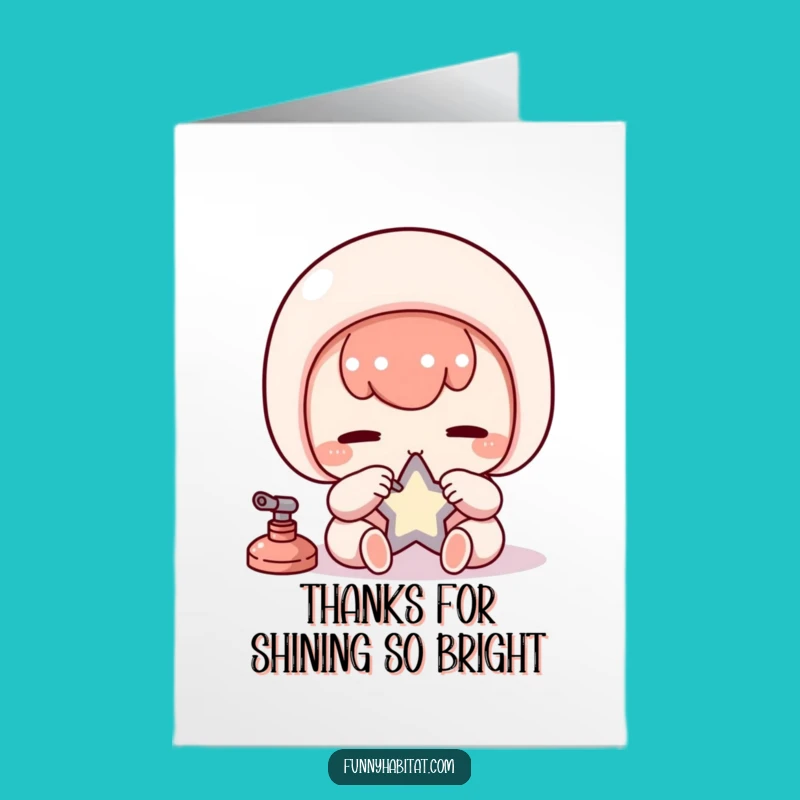 Free Printable Thanks Card: Kawaii's Star Polish, Funny Downloadable Appreciation Gift