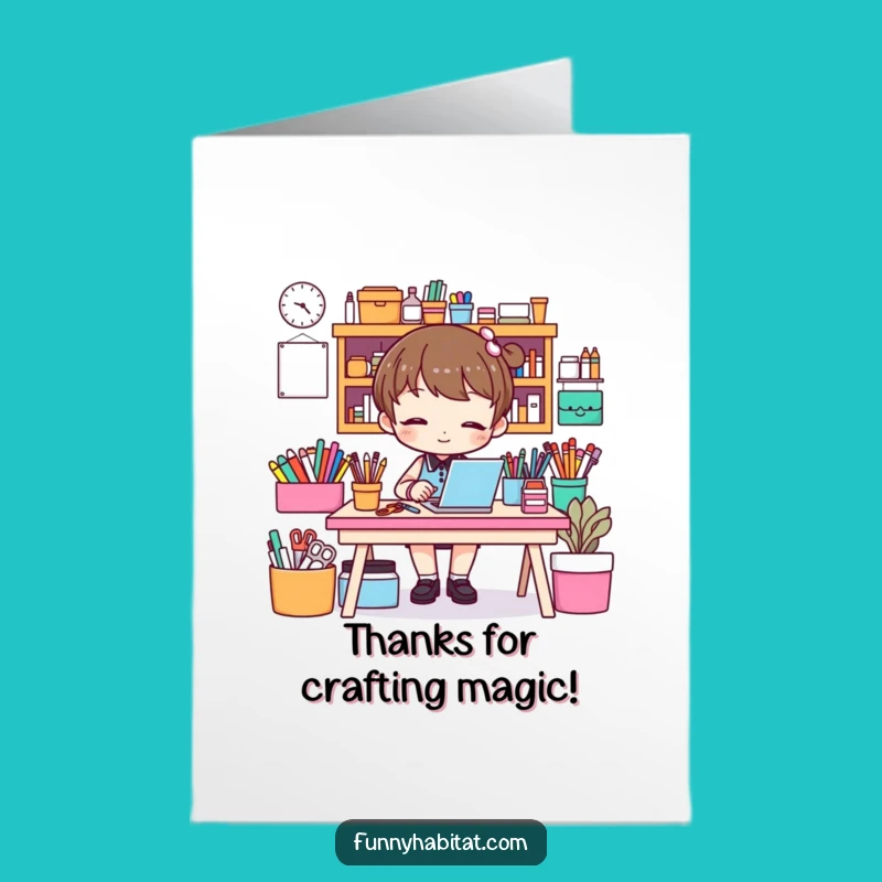 Free Printable Thanks Card: Organized Crafty Pal, Humorous Gratitude, DIY Downloadable