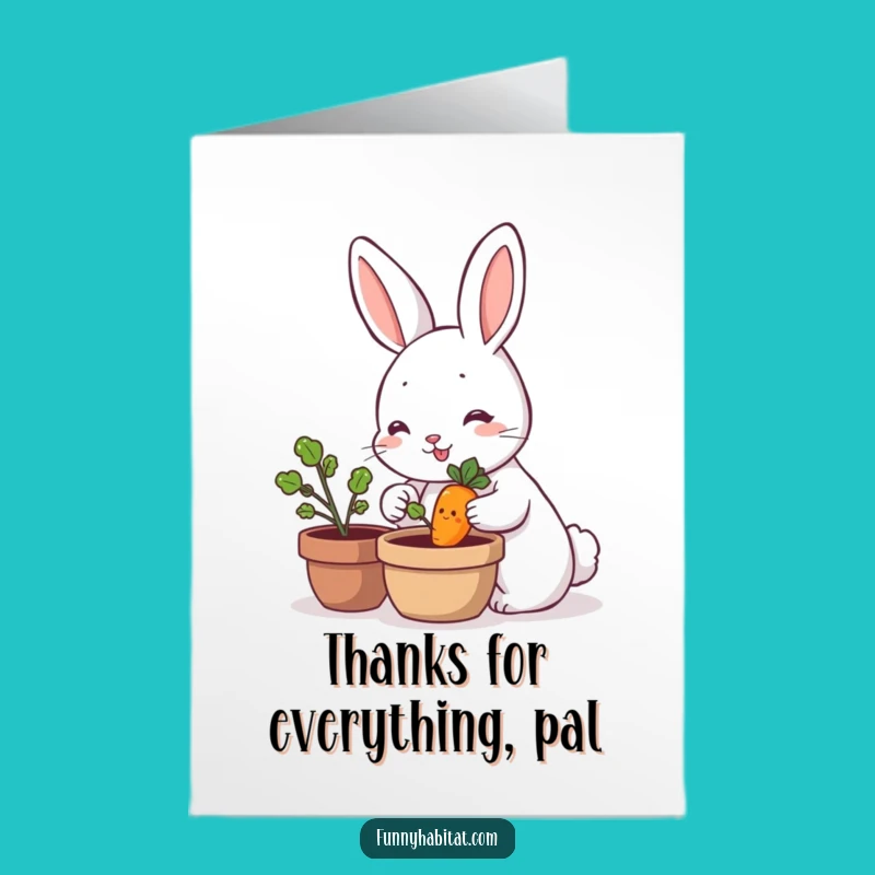 Free Printable Thank You Card: Funny Rabbit's Grateful Garden, Downloadable