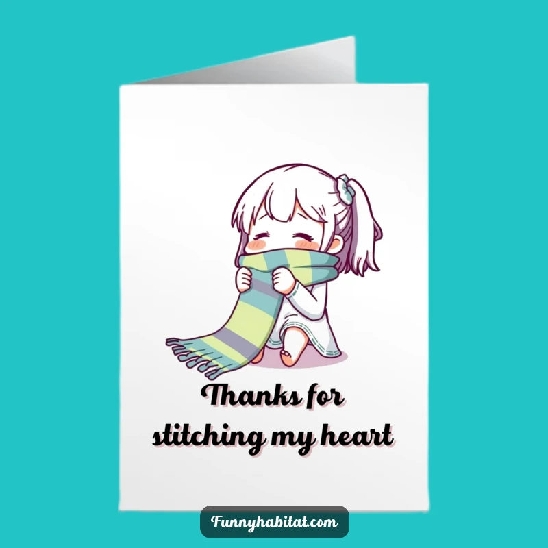 Free Printable Thank You Card: Knitting Gratitude Long Scarf Funny