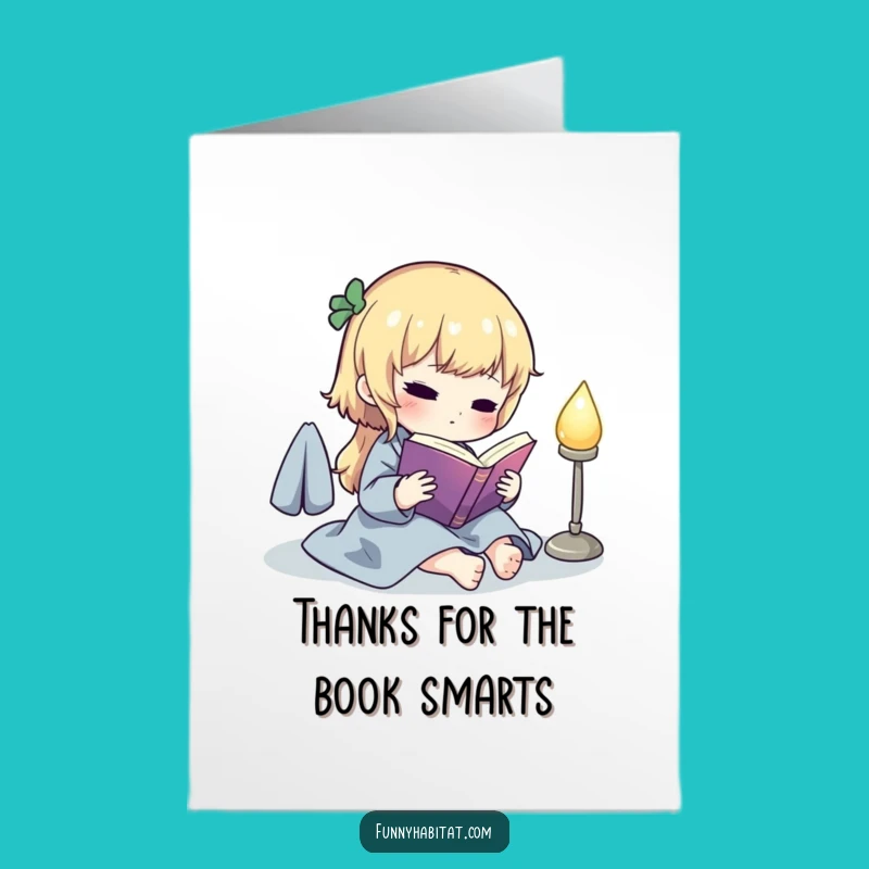 Free Printable Thank You Card: Book Lover Character, Funny Downloadable Gift Of Gratitude