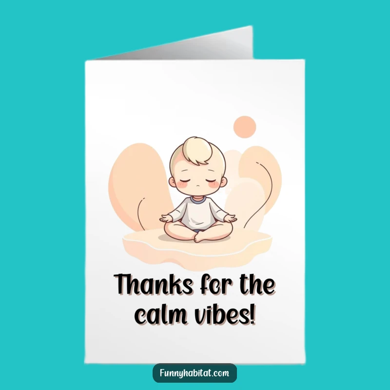 Free Printable Thanks Card: Zen Character, Abstract Peace, Funny Gratitude Download