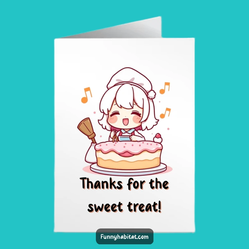 Free Printable Thank You Card: Funny Baker Character Downloadable Greeting