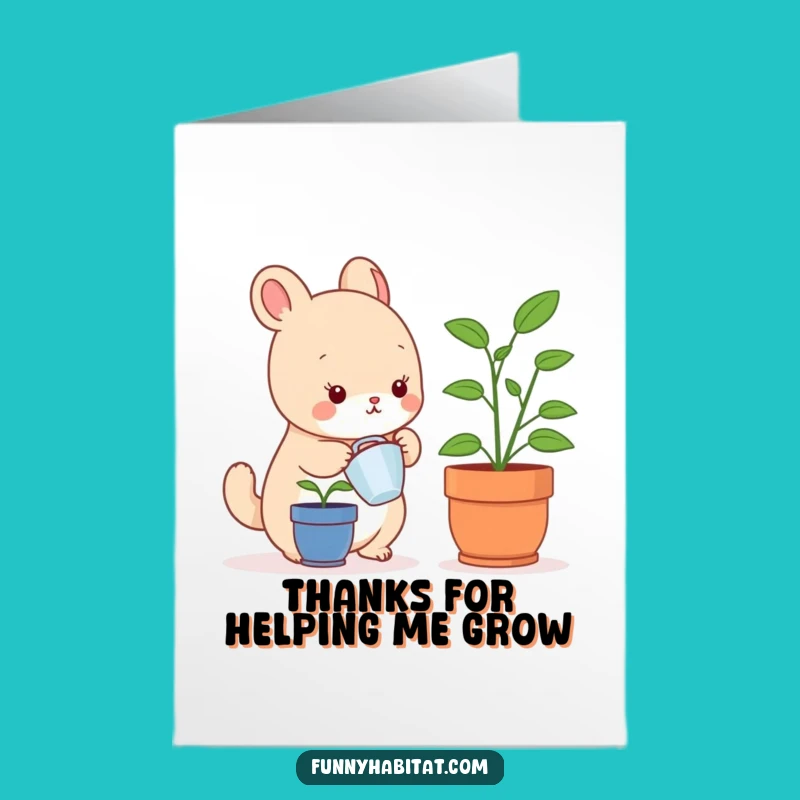 Thanks Free Printable Card: Sweet Animal with Plant, Downloadable DIY