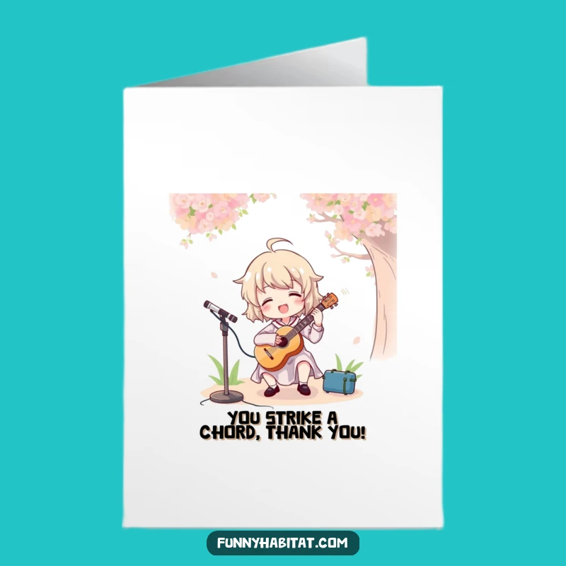 Free Printable Thank You Card: Glee-filled Musician Character - Heartfelt Downloadable Gratitude!