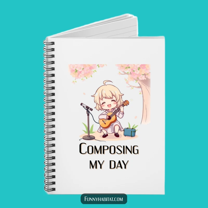 Funny Musician Notebook: Joyful Character Playing Music, Perfect Gift for Writers