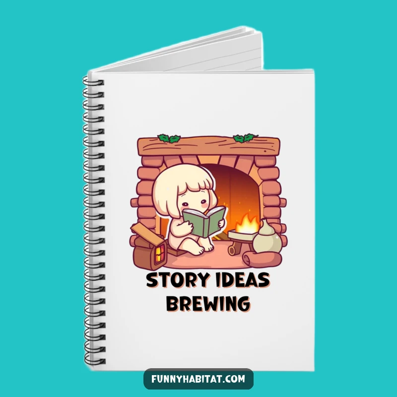 Funny Bookworm Notebook: Cozy Fireplace Reader, Perfect Gift for Writers