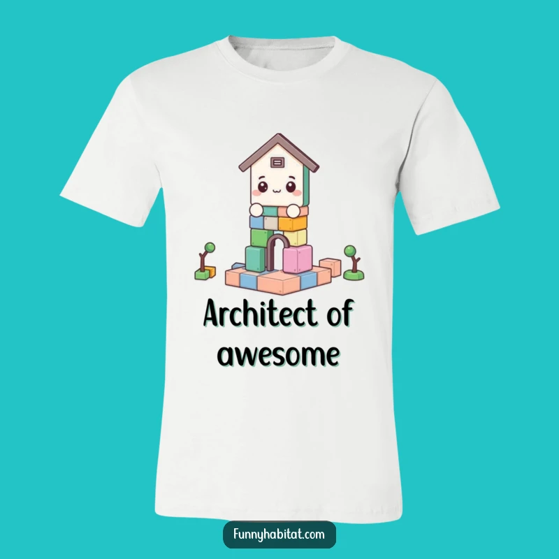 Funny Construction T-Shirt: Playful Character Building Blocks Graphic Tee