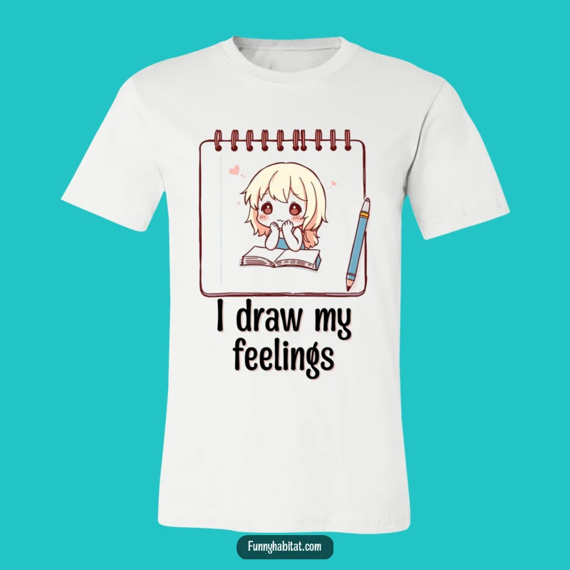 Funny Artist T-Shirt: Thoughtful Sketching in Notebook Humor