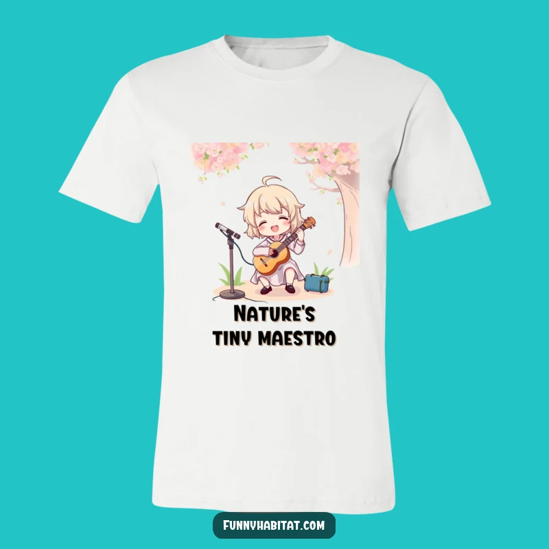 Funny Outdoor Musician T-Shirt: Cheerful Character Playing Music, Great for Concert Goers