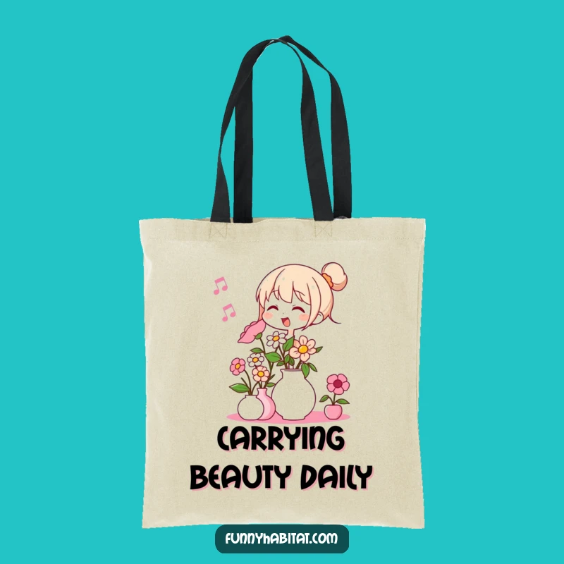 Funny Flower Arranger Tote Bag: Cheerful Humming Character Canvas Bag - Perfect Funny Gift