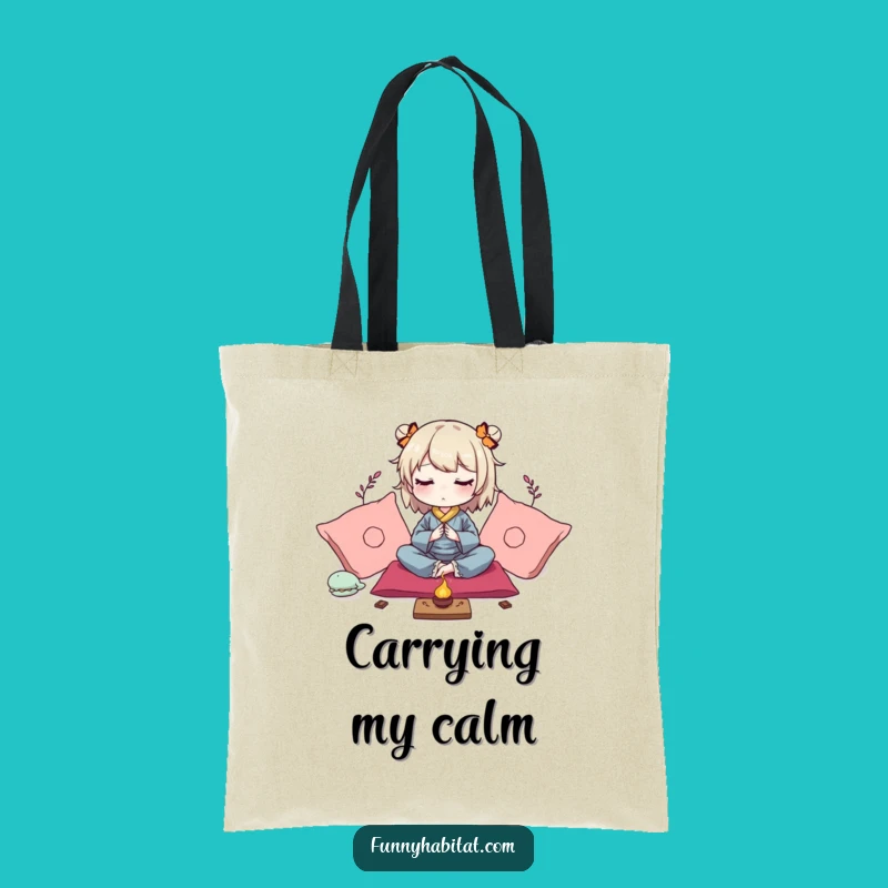 Funny Zen Tote: Peaceful Character Meditating, Perfect Yoga Bag Gift