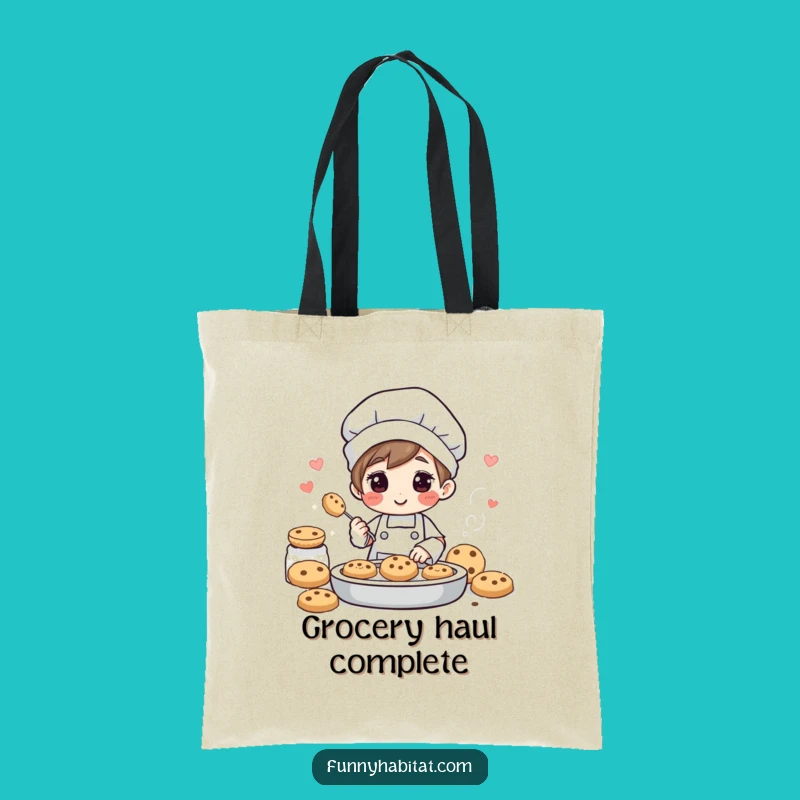 Funny Baker Tote Bag: Cookie Baking Character Gift for Kitchen Lovers