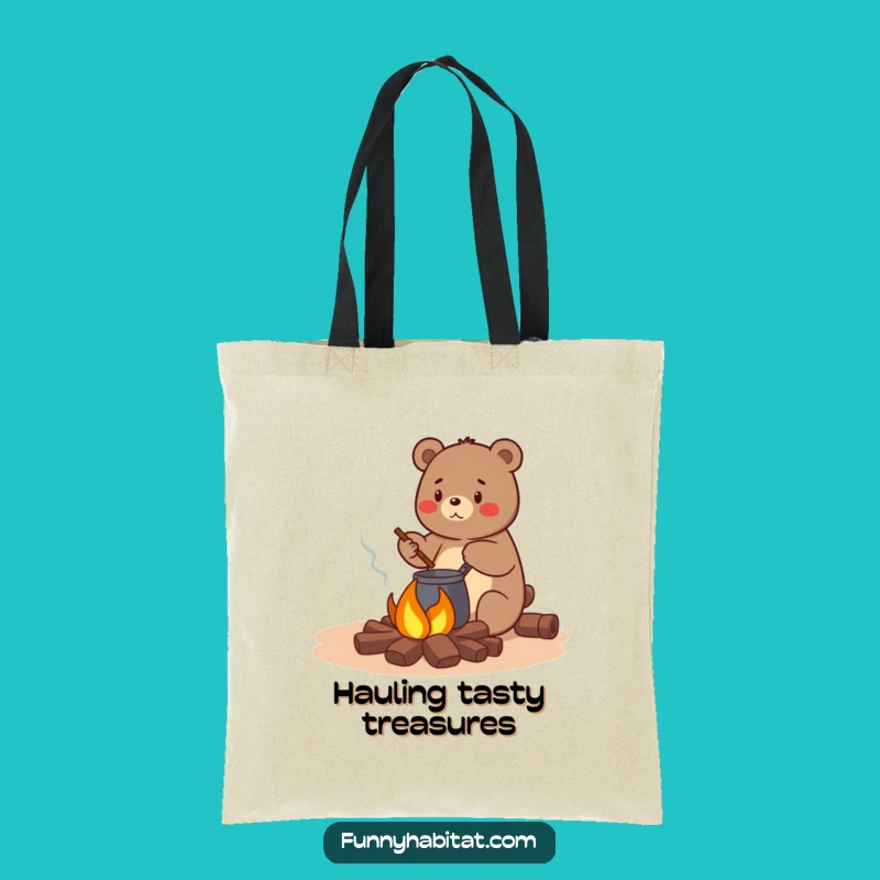 Funny Bear Campfire Tote Bag - Cozy Outdoor Chef Accessory, Perfect Gift Idea