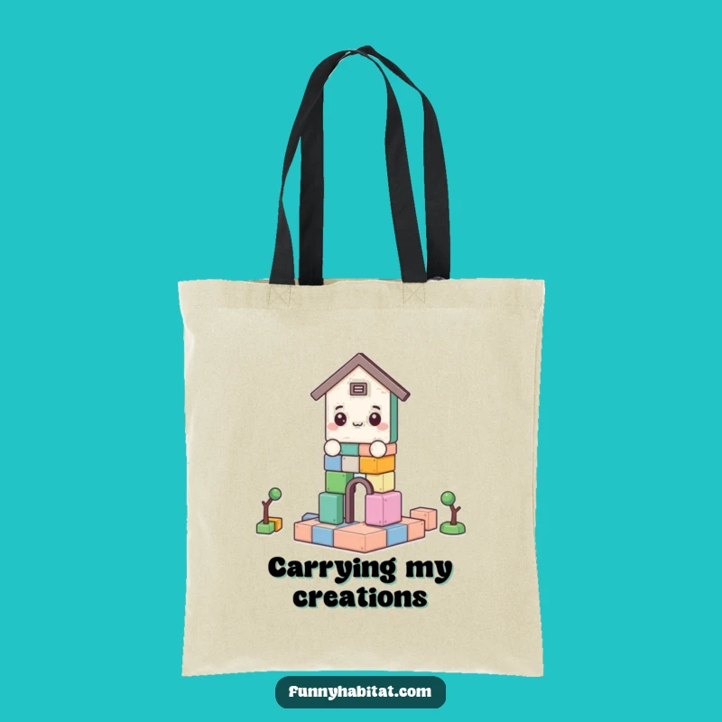 Funny Carry-All Tote: Character Building Blocks Design for Everyday Fun