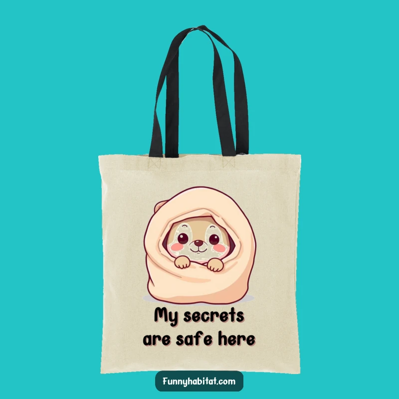 Funny Everyday Animal Tote: Playful Character Behind Blanket, Practical Funny Gift